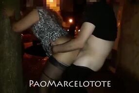 Hot MILF gets stranger's dick in public Calle while cuckold dad watches