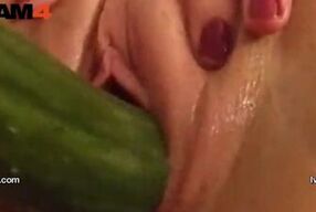 Ivi Rein destroys her pussy and ass with a fully vegan cucumber CAM4