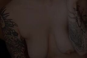 Nasty Tattooed Alt Whore Deepthroats 10 inch Dildo