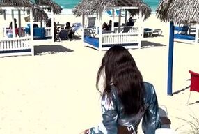 Sexy Monika Fox Walks Along Beach