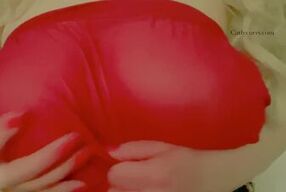 Red lingerie robe tease!