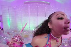 Sexy ebony Cali Caliente deepthroat big cock POV