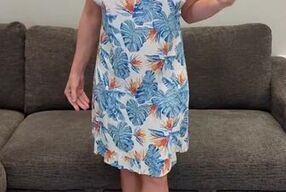 Tropical Dress with Blue Heels