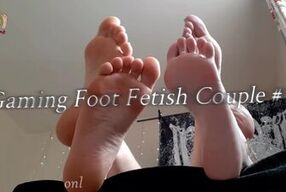 Gaming Foot Fetish Couple Barefoot Battle - Man Feet Vs Woman Feet