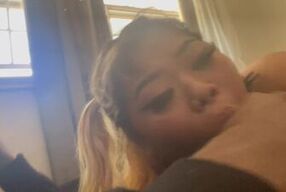 Asian thot sucks my dick before work