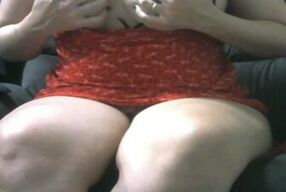 Thick legs wife playing with dildo showing her body while watch big cock masturbatiomn