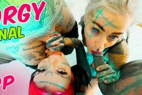 Inked Girls ATM and POV Anal Gapes Tattooed Foursome