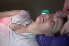 Facial massage side view with cock