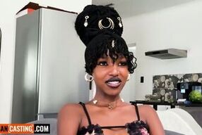 Amateur Ebony Teen Tight Pussy Stretched By Big White Cock In Casting
