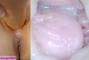 Pussycam double view with fresh creampie!