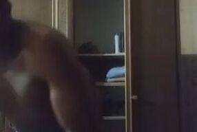Black Shirtless Man Lotion Chocolate Body Massage and Large Cock